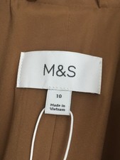 M&S Women's Jacket Camel Twill Tailored Cinched Waist Blazer Mid Used