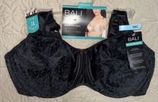 Womens Bra Bali Minimizer Black Breathable Back Unlined Underwire Size 38C