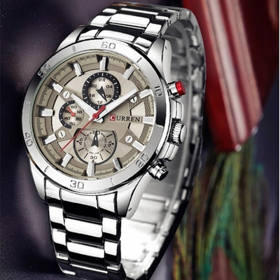Curren M-8275 Men's Analog Watch; Silver Case; Faux Multi Dial ~ All NEW