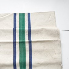 Antique Hungarian Grainsack Fabric with Green and Blue Stripes BL48