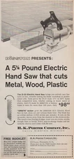 1957 Disston H.K. Porter Electric Hand Saw - Metal Wood Cut Tool -Print Ad Photo