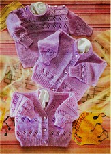 Baby Knitting Pattern for sweater & cardigans in dk to fit 16-22''  b8