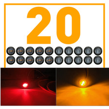 20X Red Amber 3-LED Side Marker Lights Truck Trailer Clearance Light Waterproof