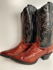 Justin Women’s Snip Toe Lizard Cowgirl Boots 9 B Usa Made