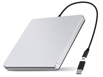 NOLYTH External DVD Drive USB 3.0 Type-C Slot-in CD/DVD Drive Slim CD Reader ...