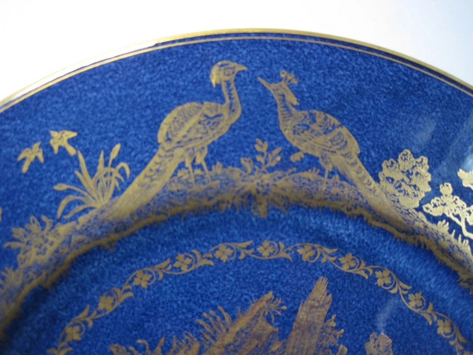 Plato de cena de faisán dorado cobalto Wedgwood vintage RARO W 419 Inglaterra 10,5" Foto 4 de 4