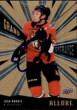 Josh Norris Signed Auto 2020-21 Upper Deck Allure card Ottawa Senators