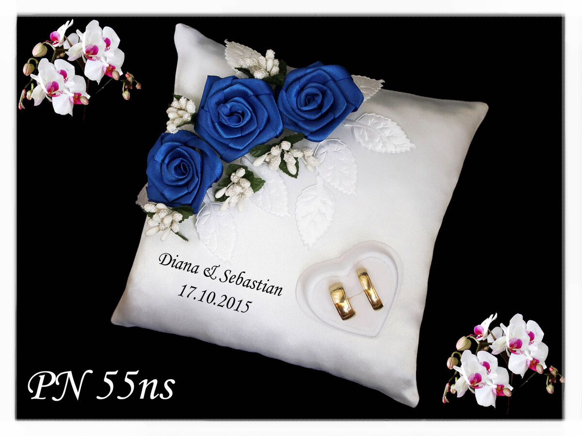 Personalised wedding ring cushion pillow with rings holder box NAMES CUSTOM  ~ | eBay
