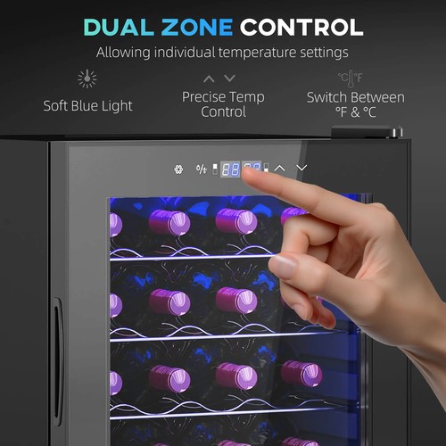 HOMCOM 86L Dual Zone Wine Cooler with Adjustable Temperature Control, Black - Picture 7 of 8