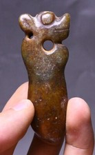 6.5CM China Hongshan Culture Old Jade Carved Beast Animal Head Amulet Pendant