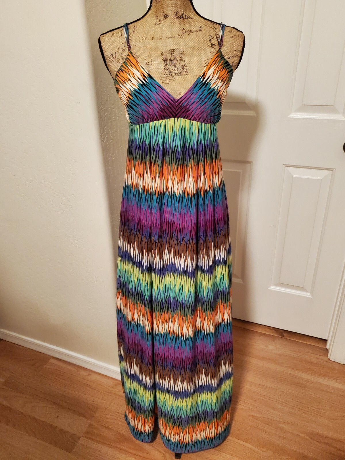 ECI New York Women's Size S Colorful Spaghetti Strap Maxi Dress