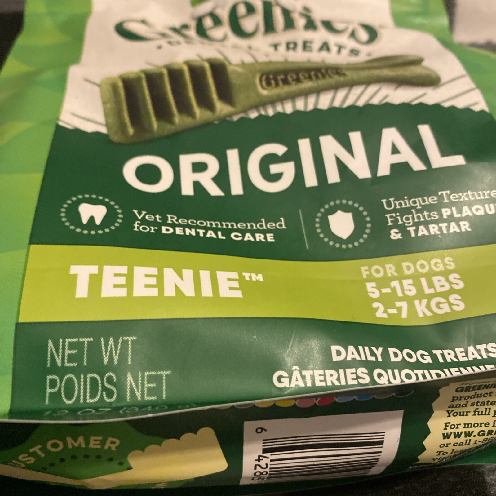 Greenies Original Teenie Natural Dental Care Dog Treats, 12 oz. Pack (43 Treats)