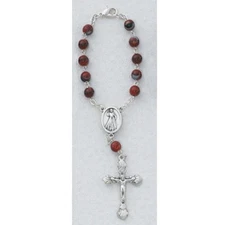 Needzo IVL Silver Plate Divine Mercy Jesus I Trust In You Beaded Auto Rosary