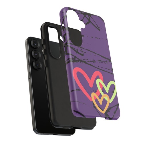 Hearts on Purple & Black Tough Handyhülle für iPhone, Samsung Galaxy, Goog Pixel - Bild 225 von 285