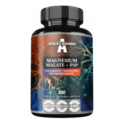 APOLLO'S HEGEMONY Magnesium Malat + P5P 200 Kaps   Energie, Muskeln, B6