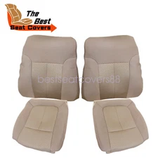 For 2011-2014 Ford F150 Driver/Passenger Bottom/Top Fabric Seat Cover Adobe Tan