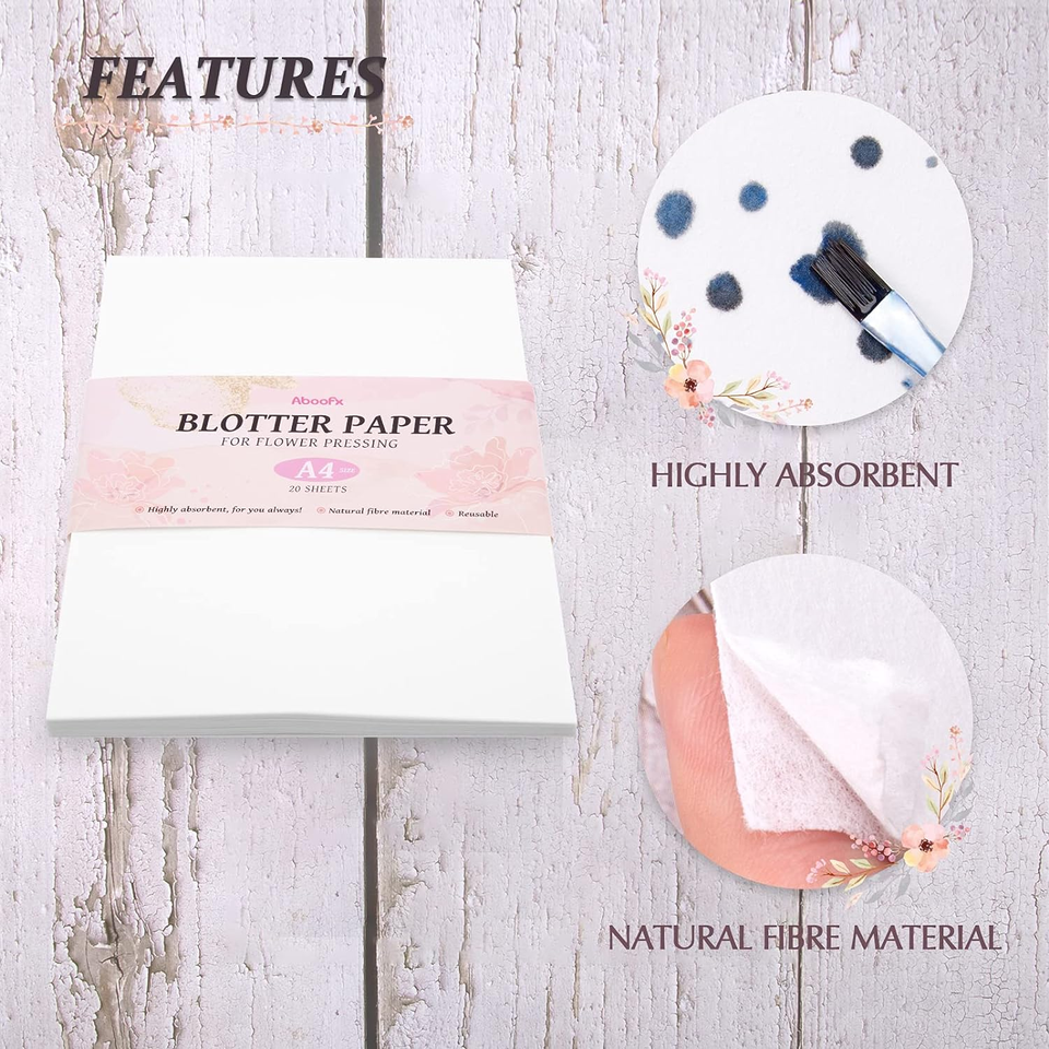 20 Sheets Blotting Paper for Flower Press, Large A4 Highly Absorbent
