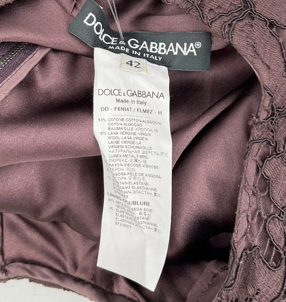 Mini Vestido Dolce&Gabbana Púrpura Floral Encaje Sin Mangas con Ribete Plisado Gris talla 42 Foto 4 de 4