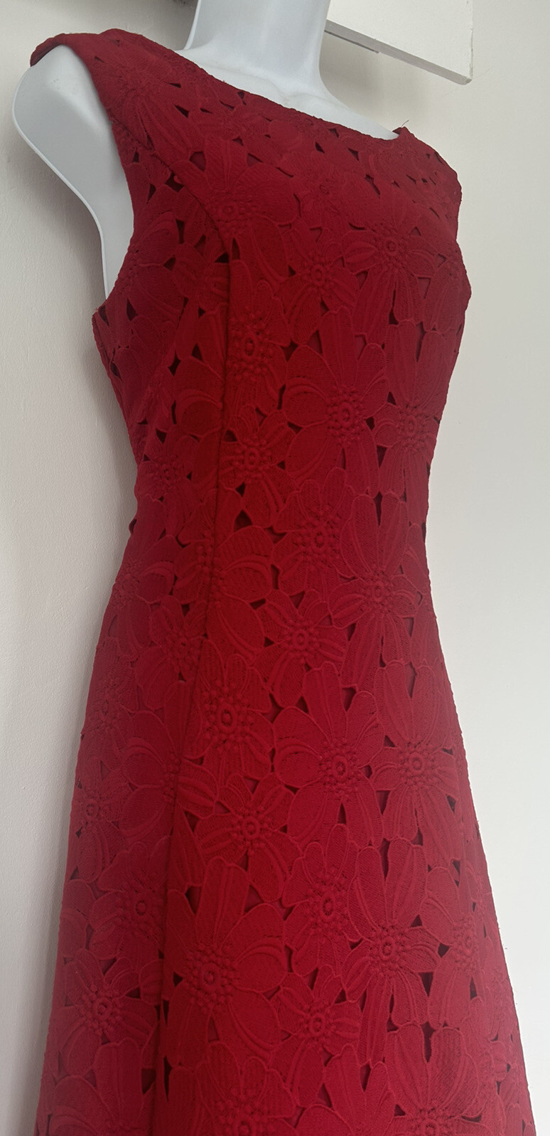 Gorgeous Phase Eight red lace midi wedding, cocktel dress UK 14 RRP £185 image 8