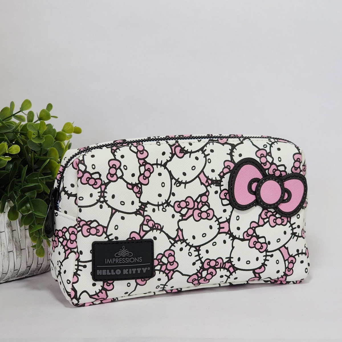 Hello Kitty Cosmetic Pouch Bag Waterproof Faux Leather Impressions