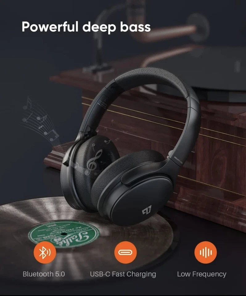 Active Noise Cancelling Headphones, INFURTURE H1 Wireless Over Ear Bluetooth - Image 4 of 4