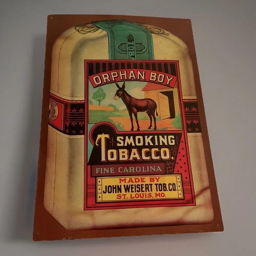 Vintage Orphan Boy Tobacco Advertising Sign ~ Tin Sign