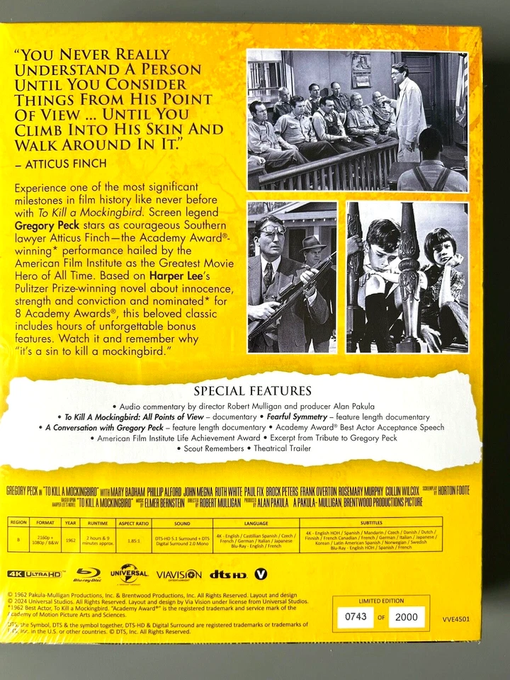 NEW To Kill a Mockingbird 4K Bluray Ultra HD HDR Limited Lenticular Edition Peck - Image 2 of 4