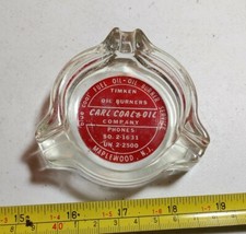 Cenicero de vidrio publicitario vintage Carl Coal & Oil Co Maplewood NJ Timken Burner