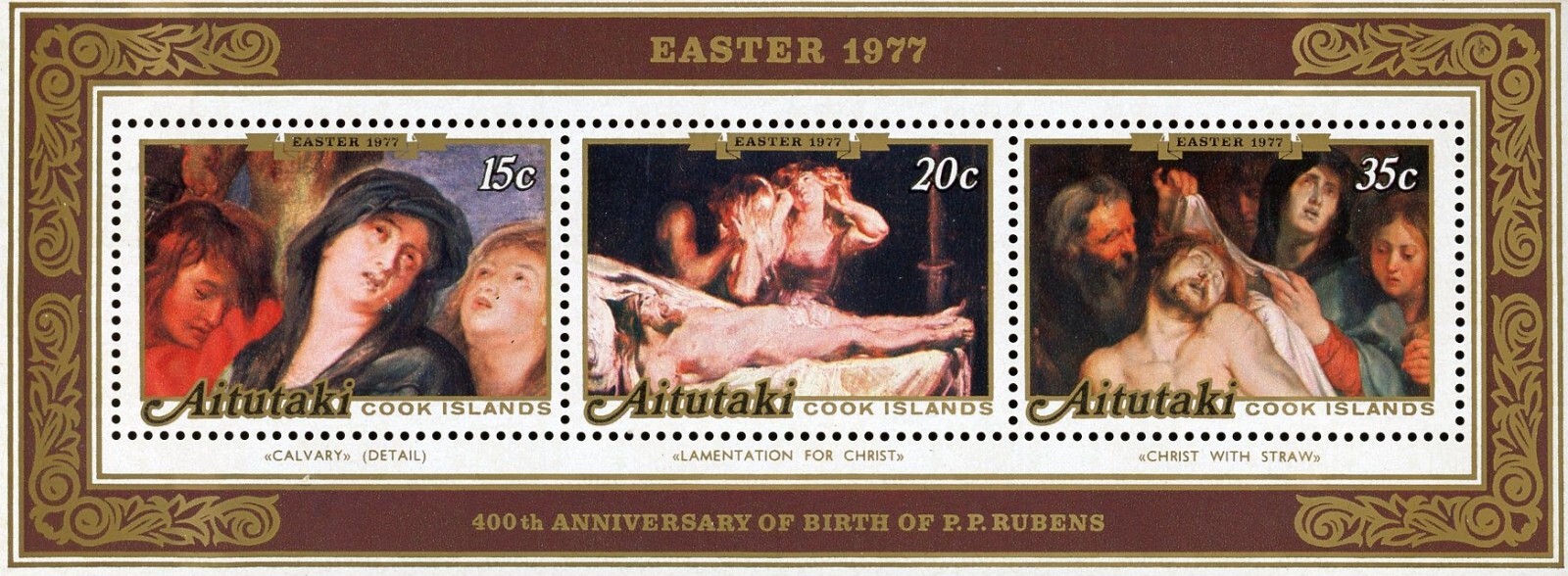 Aitutaki 147a Souvenir Sheet Easter Rubens Paintings MNH 1977