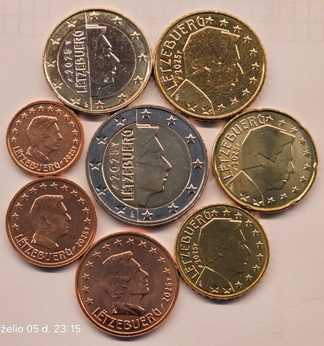 外貨 貨幣 ユーロ セット 1ユーロ 2ユーロ セント € フランス Luxembourg 2025 euro set from 1 cent up to 2 euro (total 8 coins) UNC