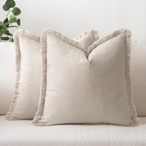 Throw Pillow Covers 18x18 Set of 2 Pillow Covers 18x18 Inch (Pack of 2) Beige-image