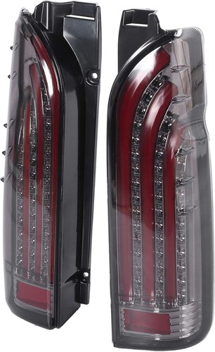 Pair Smoky Full LED Tail Lights Assembly Dynamic Turn Signal For Hiace 200 Commu - Picture 9 of 10