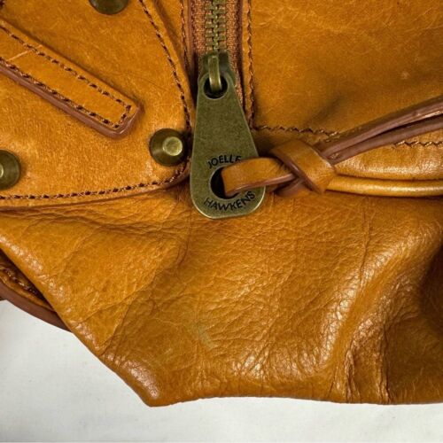 Joelle Hawkens camelbraun Leder Medium Satchel Handtasche Reißverschluss Boho - Bild 4 von 12