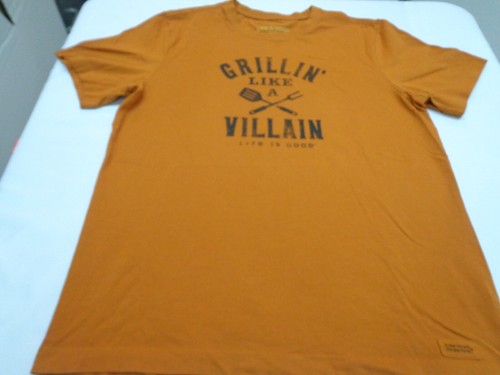 Life Is Good T-Shirt Mens Medium Crusher Grillin' Like A Villain