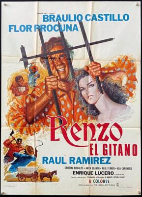 F307      RENZO EL GITANO, original Mexican Movie Poster, Braulio Castillo, 1973