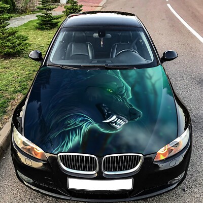 Angry Wolf Car Hood Wrap Decal Vinyl Sticker Full Color Graphic Fit Any Car G 3M
