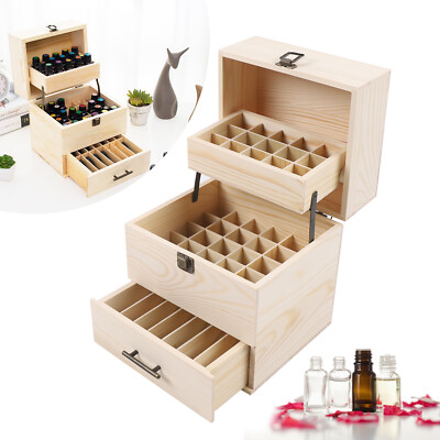 Perfume Essential Oil Bottles Holder Wood Storage Box 59 Slots 21 5x18 3x23 7cm Ebay