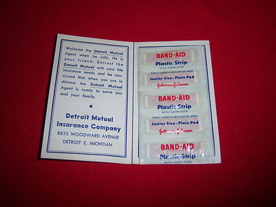 vintage DETROIT MUTUAL INSURANCE COMPANY promo w/ complimentary BAND AIDS 