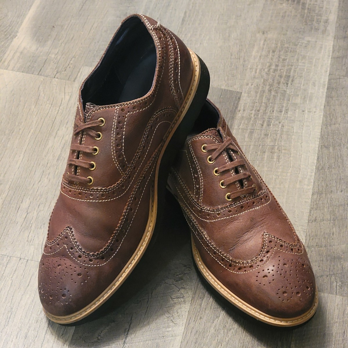 COLE HAAN 10½ Mens Dress Shoes Soft Chestnut Leather Lace Up  display picture 1