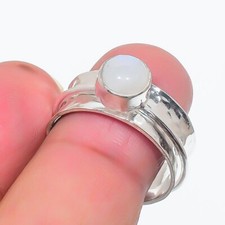 Moonstone Gemstone 925Sterling Silver Spinner Ring Valentine Day Jewelry AG 14