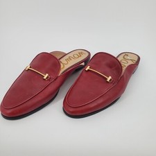 Sam Edelman Laurna Loafer Womens 9.5M Red Leather Slip-On Gold Accent