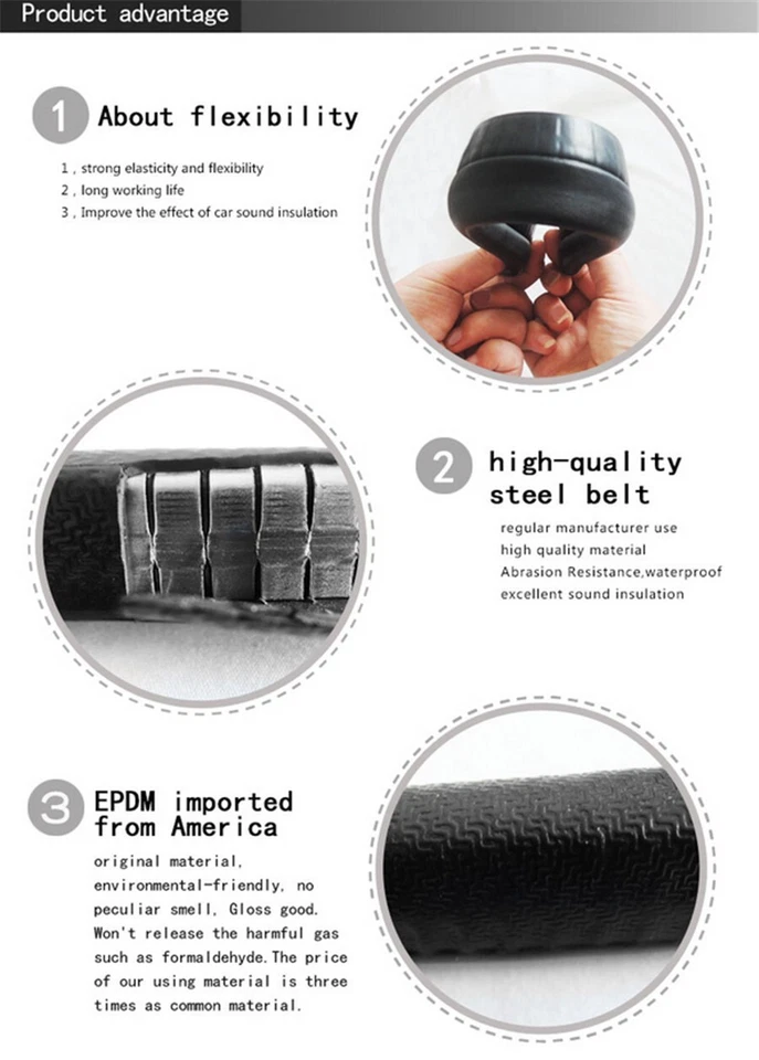 Sello de puerta de coche tira de sellado de goma 4M accesorios insonorizados Foto 2 de 4