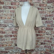 For Joseph Hoodie Beige Womens Medium V-Neck Jersey Pullover 100 Cotton