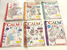 Lot of 6 Zen Art Therapy 2018 CALM Adult Coloring Books - 1 Book Damaged