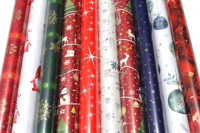 10 Rollen Weihnachtsgeschenkpapier unterschiedliche Muster+ Farben 200 x 70 cm