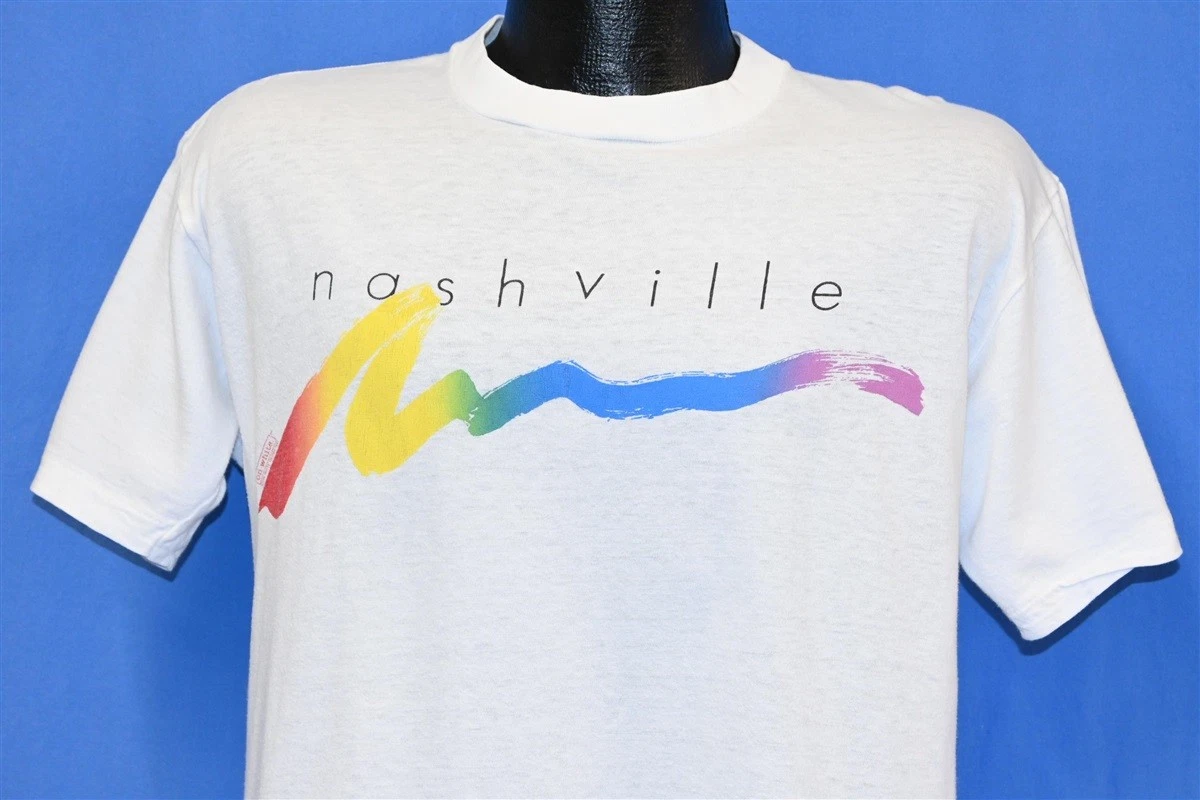vintage 80s NASHVILLE TENNESSEE RAINBOW BAD INFLUENCE WHITE t-shirt MEDIUM M