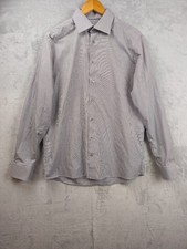 Eton Contemporary Gray Pinstriped Dress Shirt Mens Large Lightweight Casual