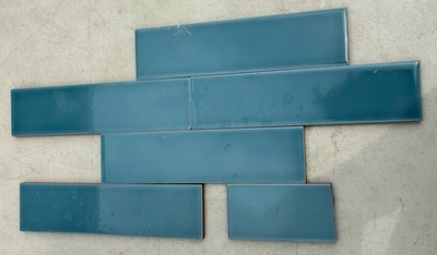 2x8 Denim Blue Turquoise Glossy Porcelain Tile Wall Subway Bath Kitchen 1PC