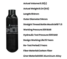 TUXING 4500Psi Pcp Air Tank Carbon Fiber 0.22L/13ci Scuba Tank for Paintball