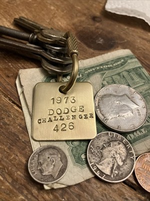 1973 DODGE challenger 426 Solid Brass Key Fob  73 MOPAR Chrysler Six Pack